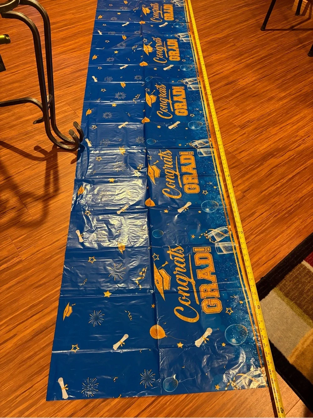 NWT - 12 Congrats Grad Blue Plastic Tablecloths with Gold Accents -